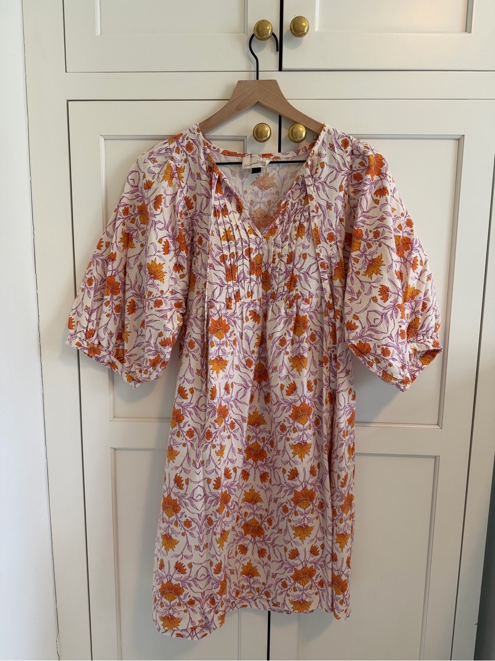 Universal Thread White Mini Dress with Orange Floral Print